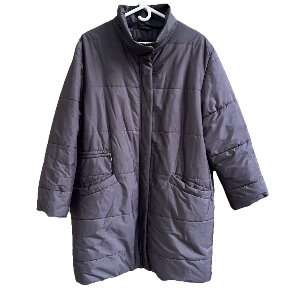 Jaeger Italy Vintage Puffer Coat Zip Pockets Lined Boxy Overcoat 50" Chest‎ READ